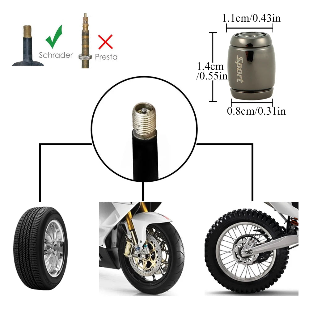 Zinc Alloy Anti-Theft Tire Valve Stem Caps Airtight Wheel Valve Covers for Cars