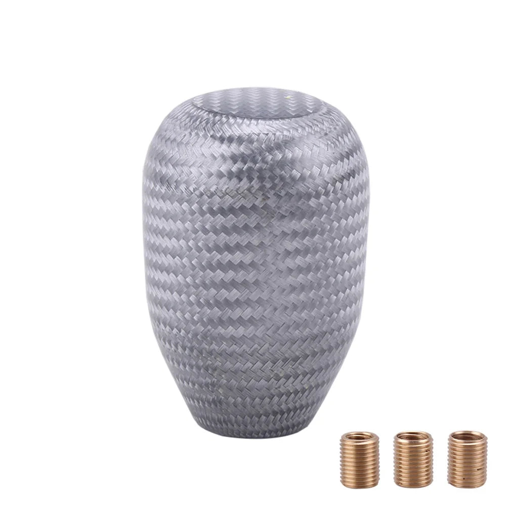 RASTP RS-SFN032 Oval Carbon Fiber Manual Gear Shift Knob 3 Adapters JDM Style