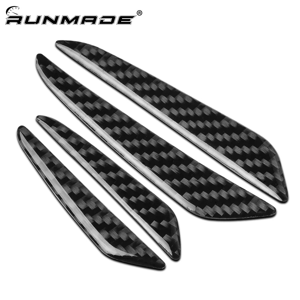 4Pcs Car Door Edge Protector Guards Black Silver Carbon Fiber Style Trim