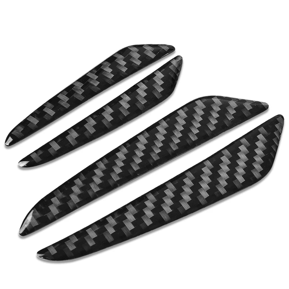 4Pcs Car Door Edge Protector Guards Black Silver Carbon Fiber Style Trim