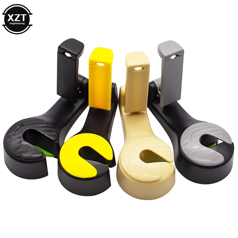2-in-1 Car Headrest Hook with Phone Holder Multifunction Seat Back Bag Hanger