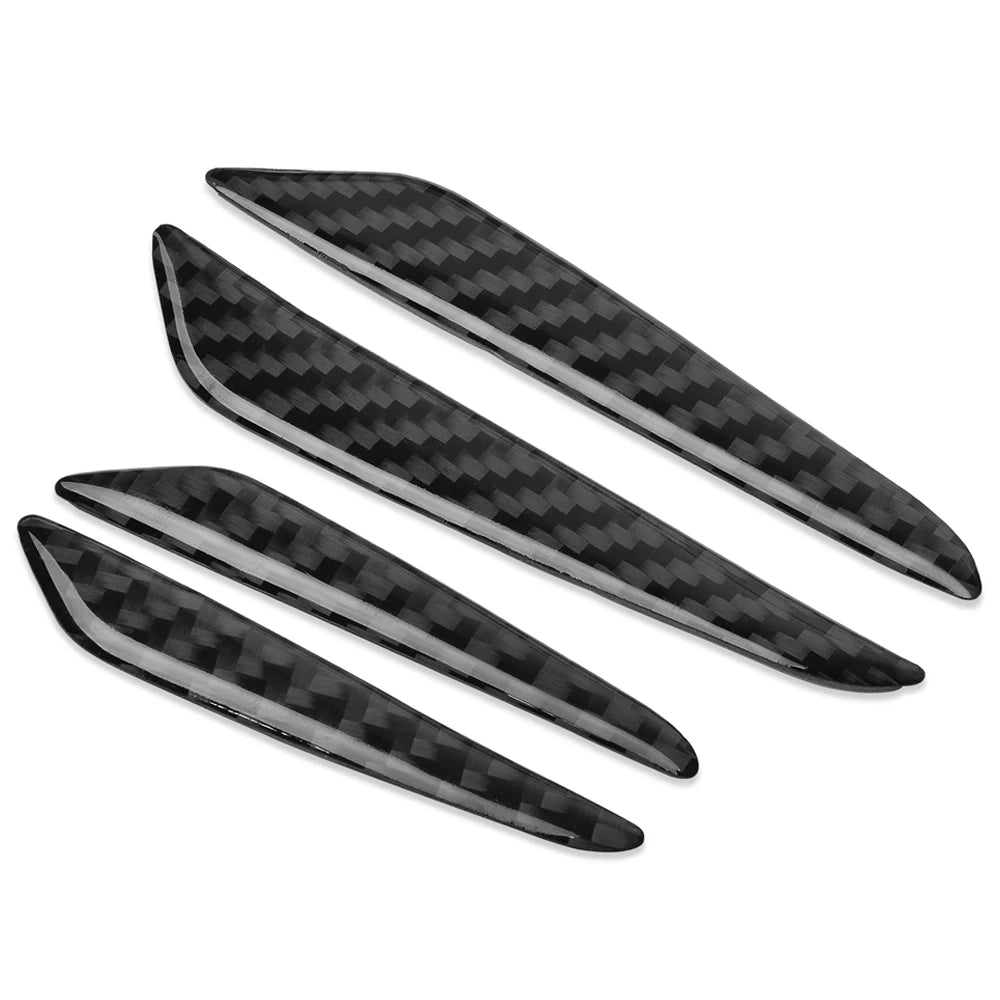4Pcs Car Door Edge Protector Guards Black Silver Carbon Fiber Style Trim