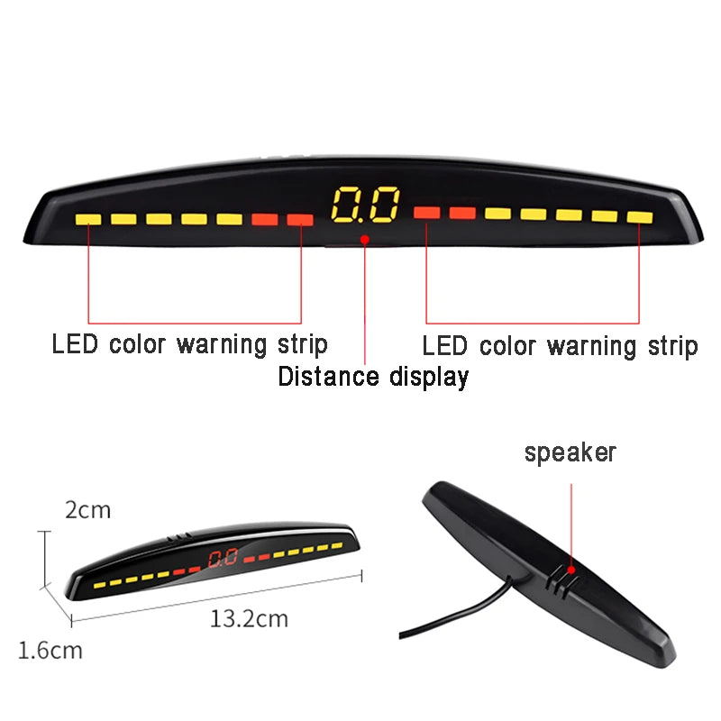 Car LED Parking Reverse Sensors Backup Monitor Display Parktronic Kit