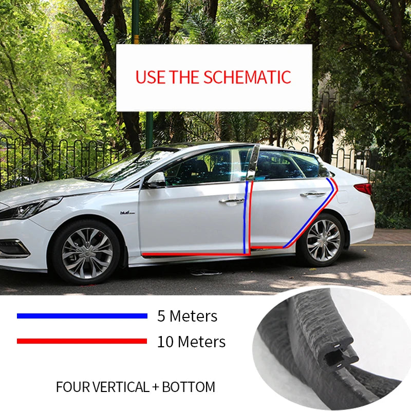 Universal Car Door Edge Protector Strip Door Guard Trim for Doors, Trunk & Hood