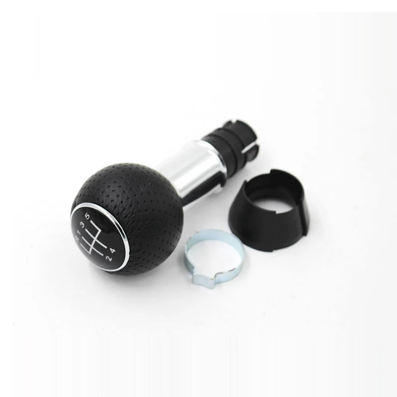 PU Leather Gear Shift Knob 5/6 Speed 23mm Chrome Ring for Audi A3 8L 01-03