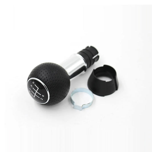 PU Leather Gear Shift Knob 5/6 Speed 23mm Chrome Ring for Audi A3 8L 01-03