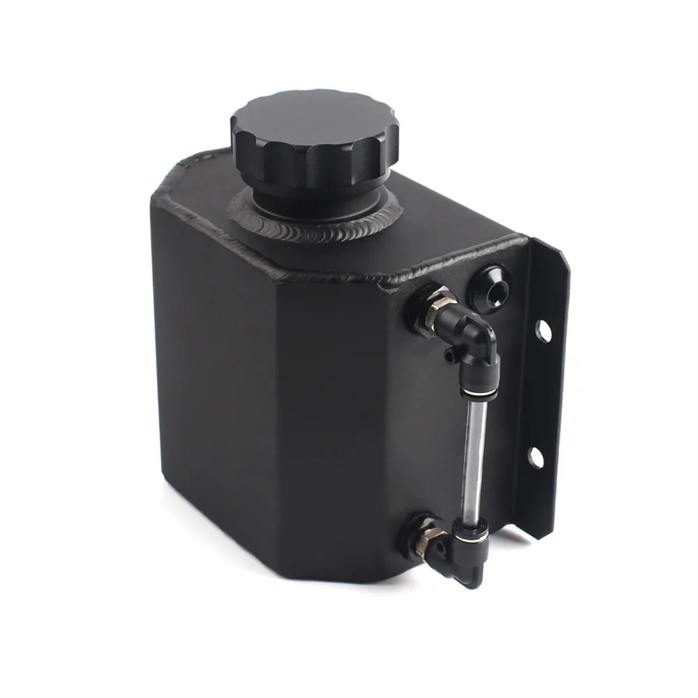 1L Universal Aluminum Oil Catch Can Reservoir Tank with Drain Plug Breather