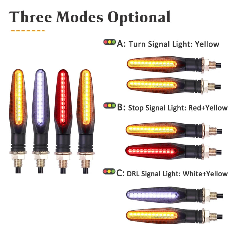 2/4Pcs 12V LED Motorcycle Turn Signals 335 SMD Sequential Flowing Blinker IP67