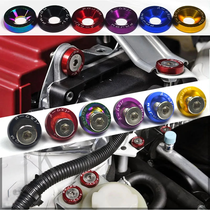 10PCS Universal M6 JDM Fender Washer & License Plate Bolt Kit Decorative