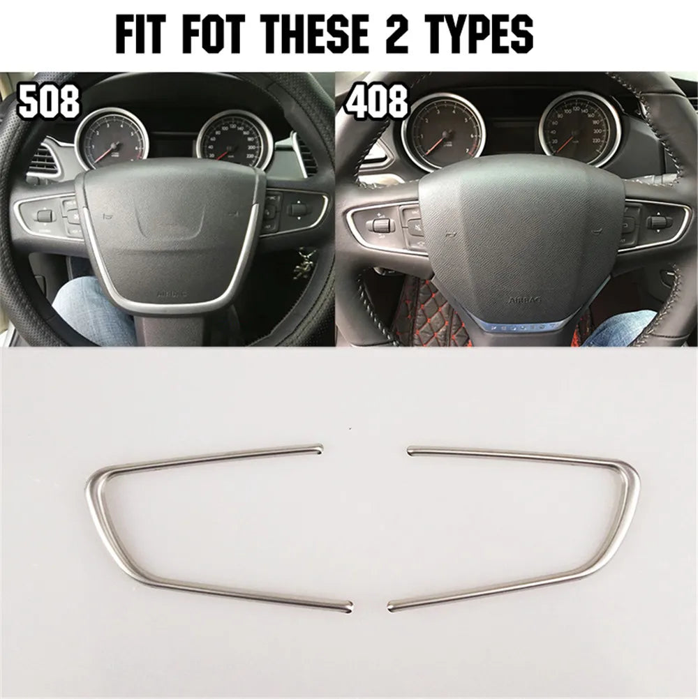 Steering Wheel Chrome Trim Cover Stainless Steel for Peugeot 508 2011–2016