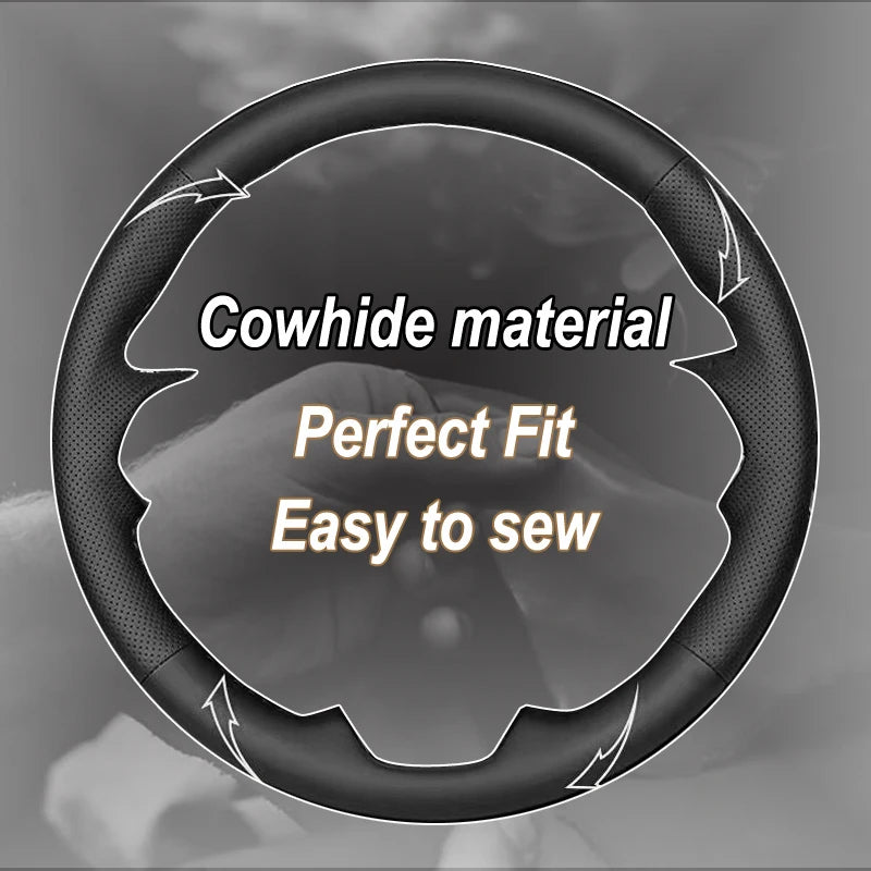 Hand-Stitched Genuine Leather Steering Wheel Cover for Volkswagen Beetle 2003–2010