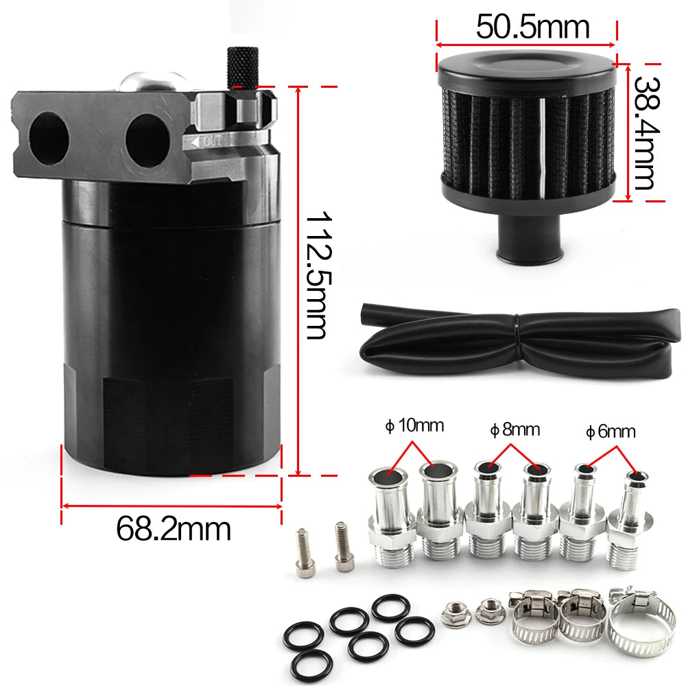Universal Baffled Aluminum Oil Catch Can Tank Breather Filter OCC-1020A