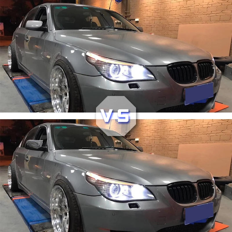 Carbon Fiber Look / Gloss Black Side Mirror Cover Caps for BMW 5 Series 2004–2008