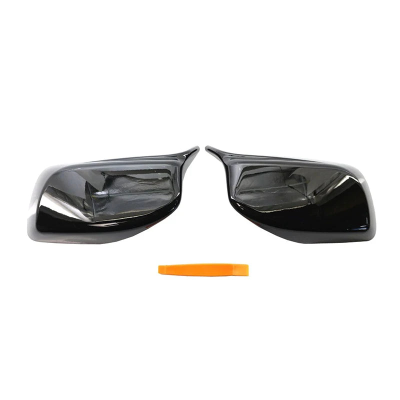 Carbon Fiber Look / Gloss Black Side Mirror Cover Caps for BMW 5 Series 2004–2008