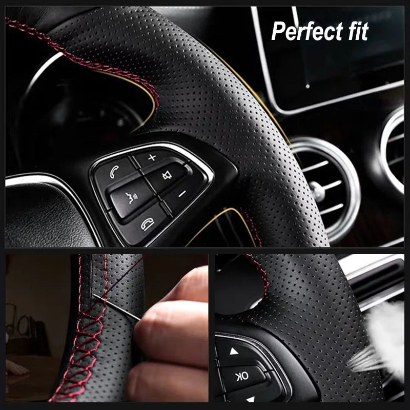 Hand-Stitched Genuine Leather Steering Wheel Cover for Volkswagen Beetle 2003–2010