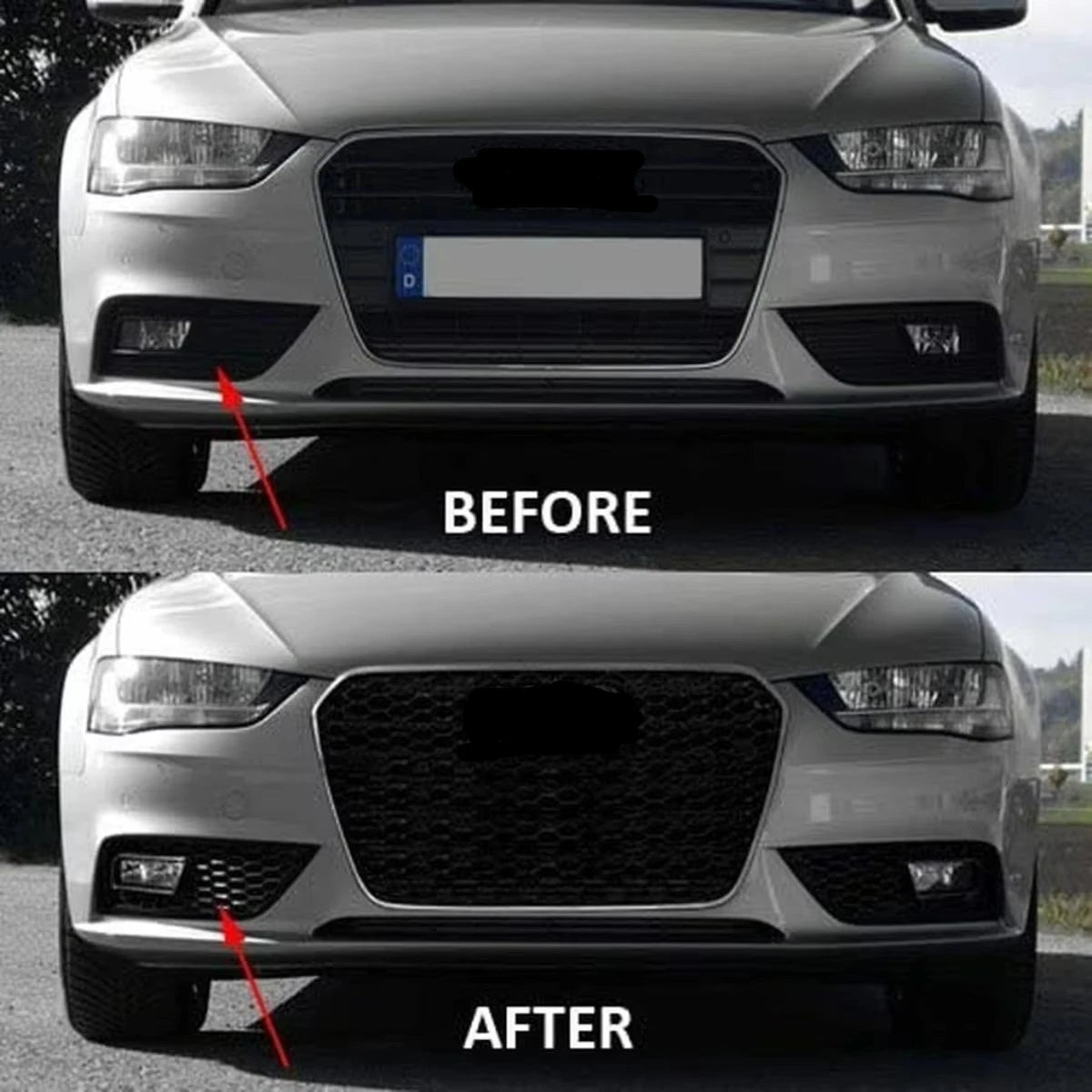 RS4 Style Honeycomb Front Fog Light Grille for Audi A4 B8.5 2013–2016