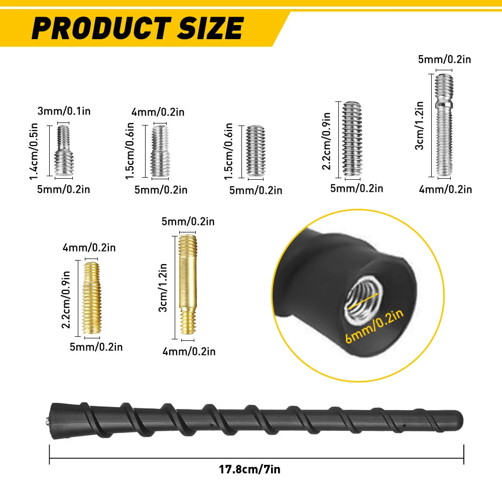 7-Inch Universal Car Antenna Mast Replacement AM/FM Radio Roof Whip Aerial