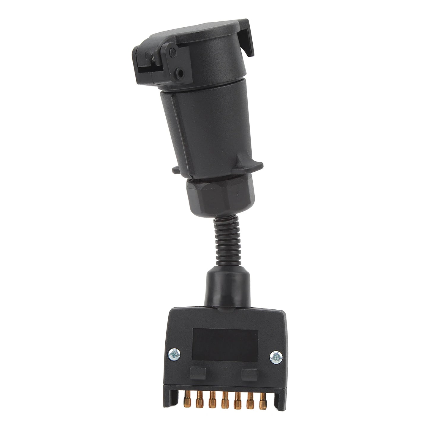 7-Pin Round Female to 7-Way Flat Male Trailer Adapter Plug for Caravan, Boat