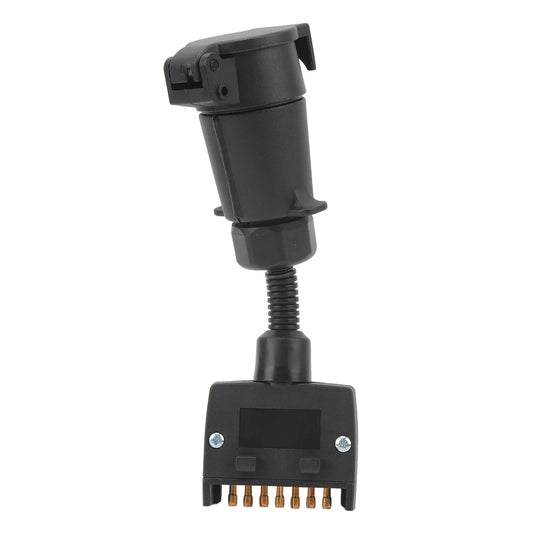 7-Pin Round Female to 7-Way Flat Male Trailer Adapter Plug for Caravan, Boat