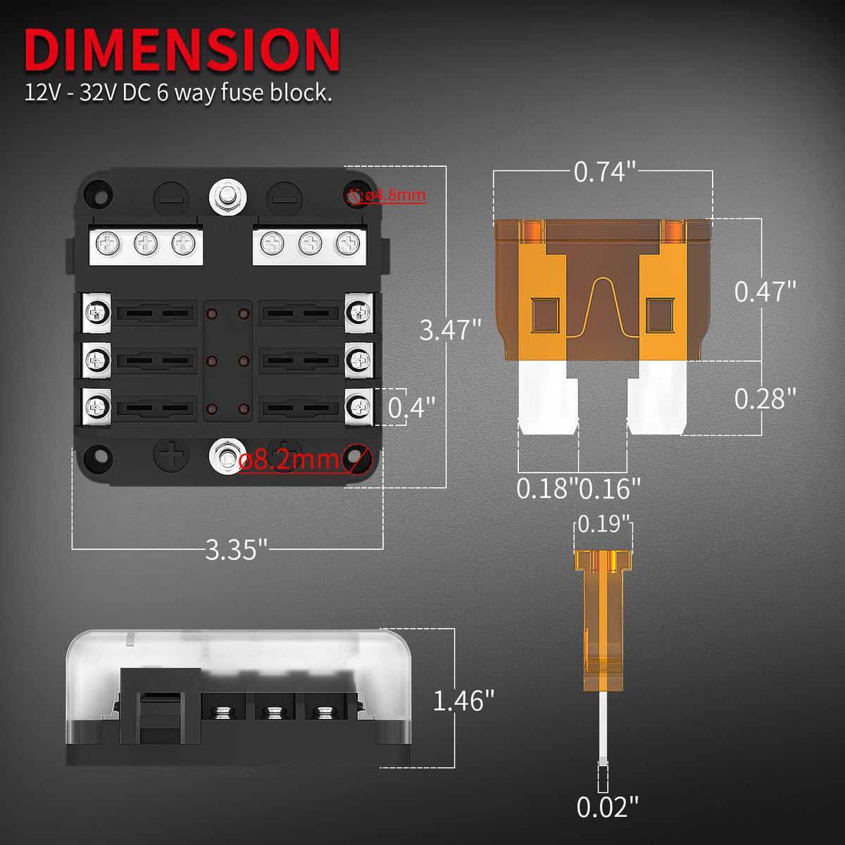 DaierTek 6/12 Way Fuse Block 12V ATO ATC Blade Fuse Box LED Indicator Car RV