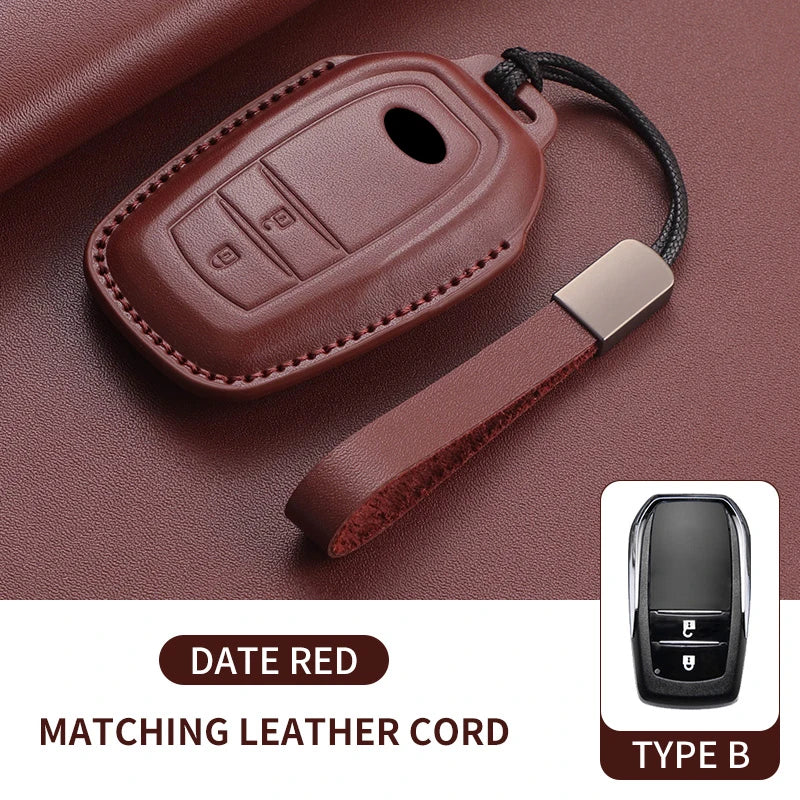 Leather Smart Key Case Cover for Toyota Prius, Camry, Corolla, Avalon, C-HR, RAV4