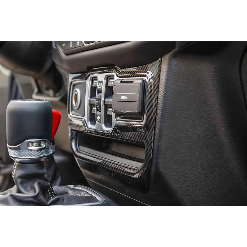 Carbon Fiber Style Window Switch Control Panel Trim for Jeep Wrangler 2018–2021