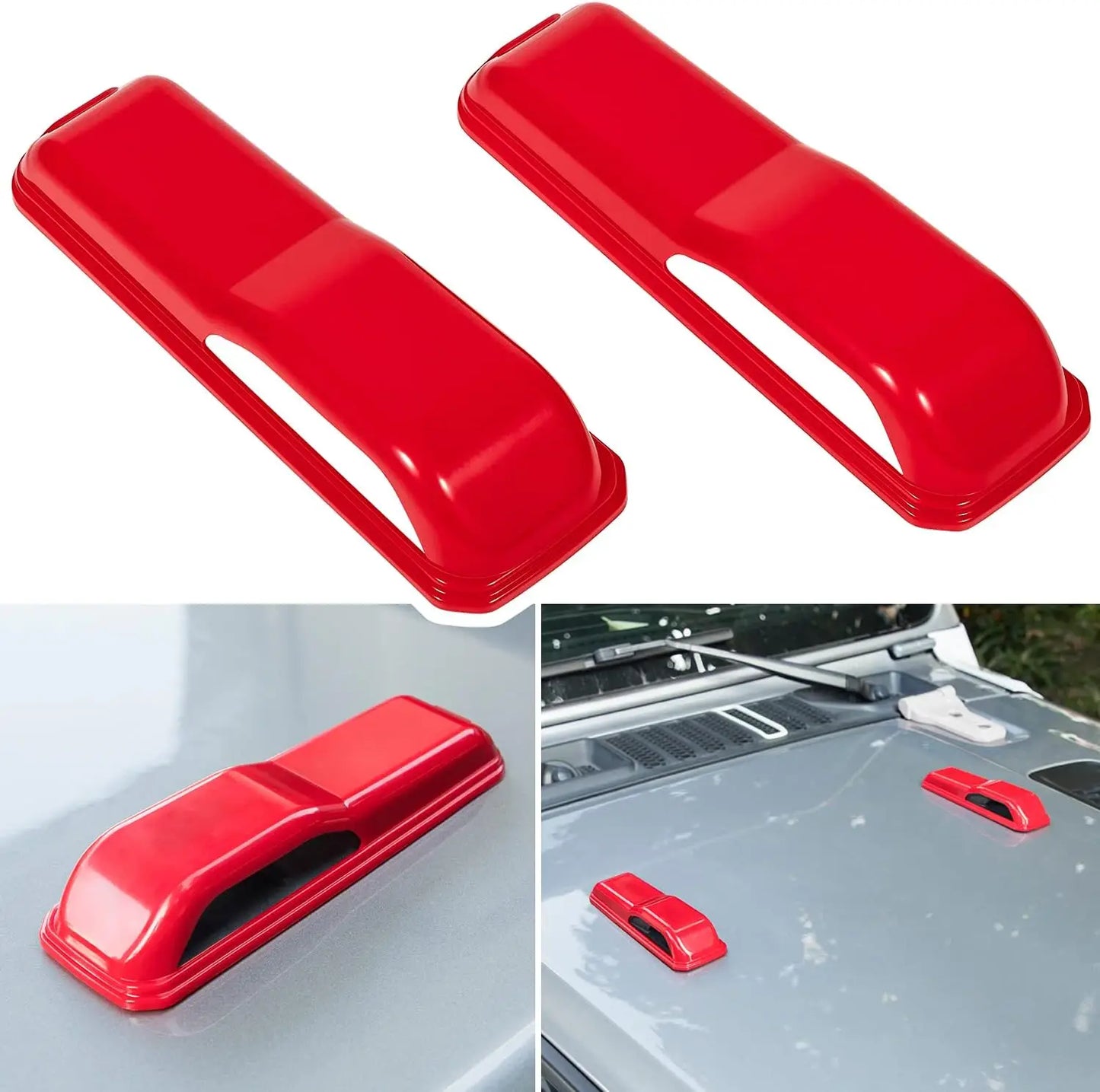 4PCS Hood Latch Lock & Hood Hinge Cover Set for Jeep Wrangler 2018–2024+