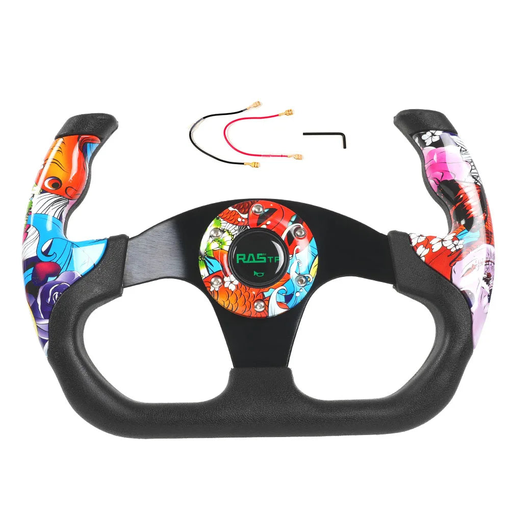RASTP RS-STW025 14" 350mm Suede Deep Dish Racing Steering Wheel Drift Sport