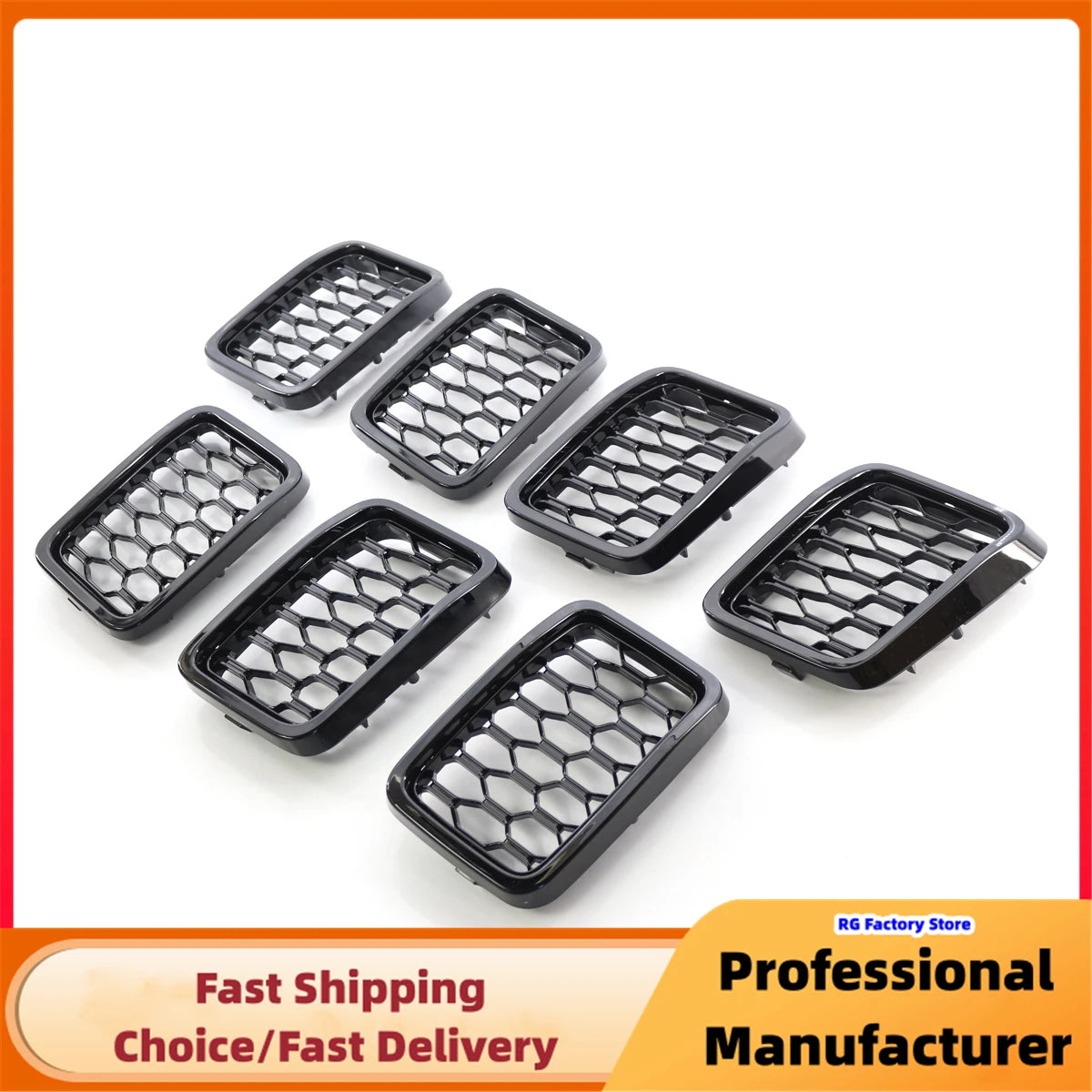 Front Honeycomb Mesh Grille Cover Trim for Jeep Grand Cherokee 2017–2021