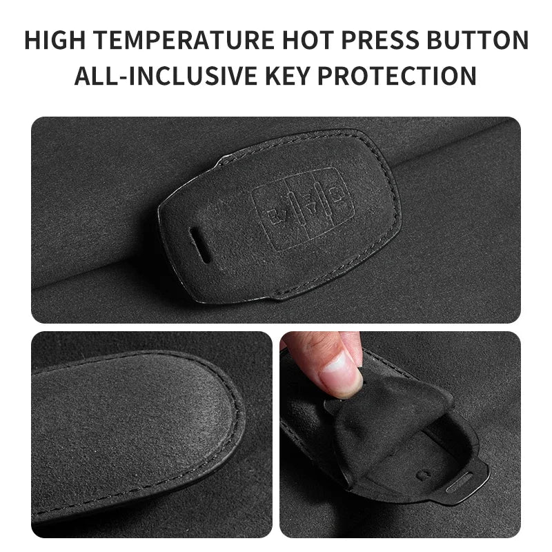 Suede Car Key Case Cover with Keychain for Great Wall Haval H6, Jolion