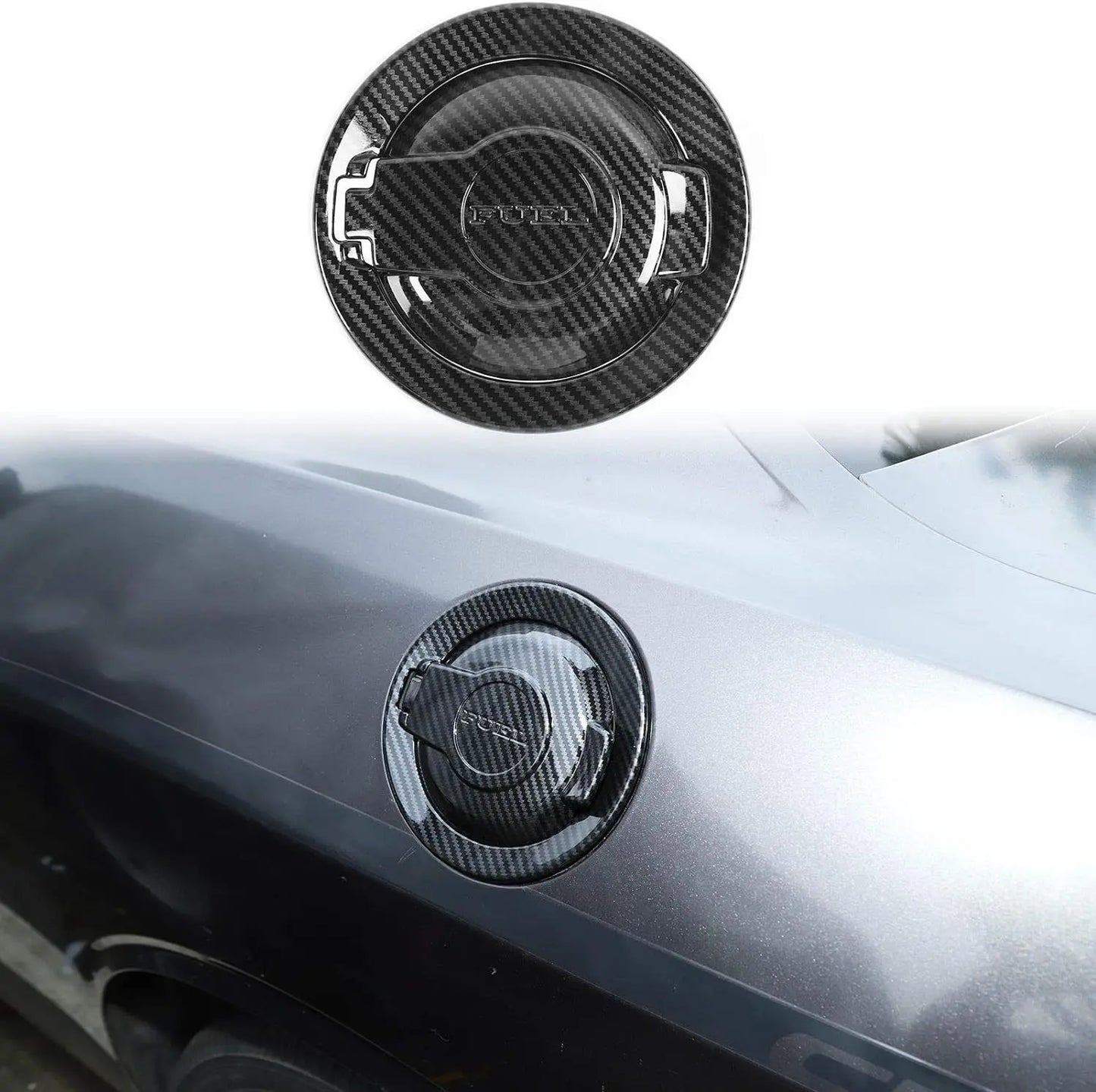 Carbon Fiber Style Fuel Filler Door Cover for Dodge Challenger 2008–2023