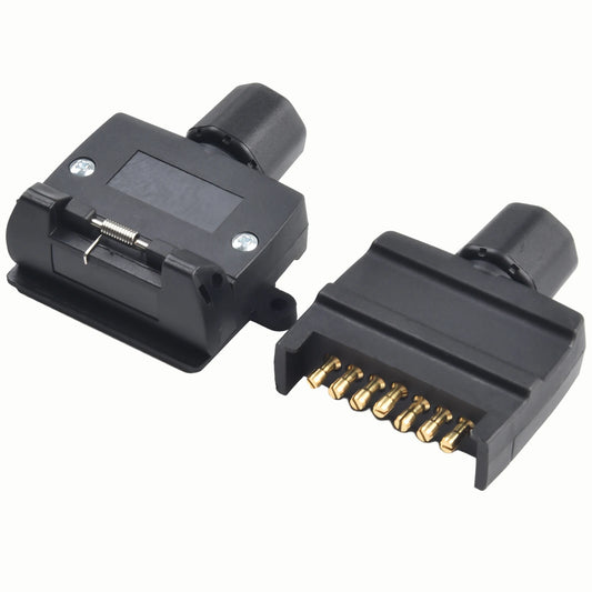 12V 7 Pin Flat Trailer Plug & Socket Adapter Male & Female Connector for RV