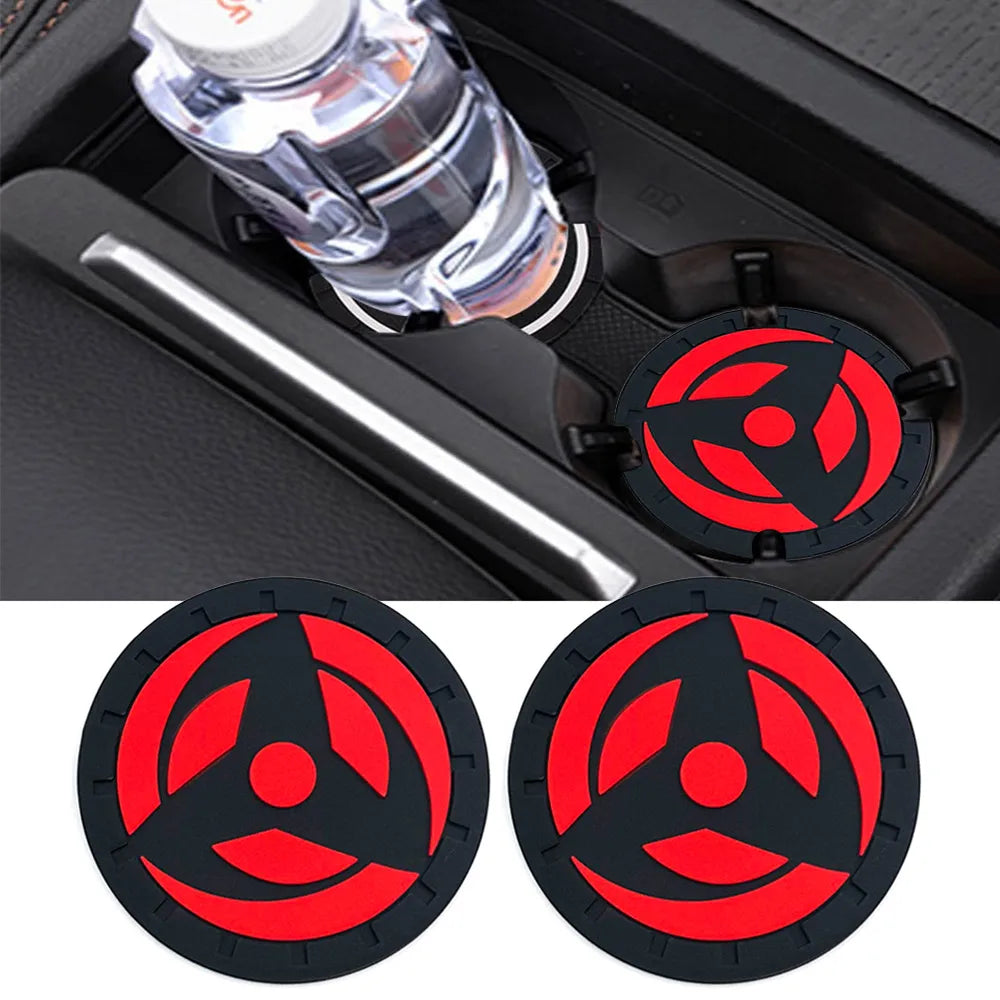 2PCS 6.6CM Anime Car Cup Holder Coasters Anti-Slip Mats Interior Accessories