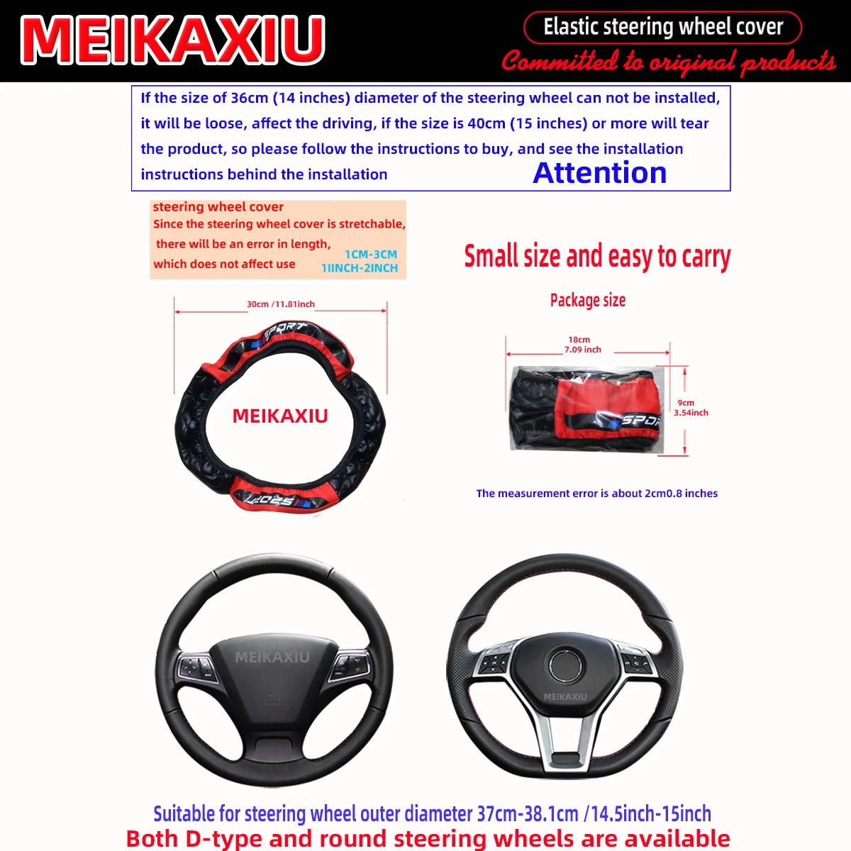 Crystal Carbon Fiber SPORT Steering Wheel Cover Universal Rimless Non-Slip