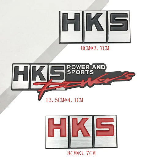 3D HKS Power Metal Emblem Badge for Car Boot Trunk Fender in Black Red
