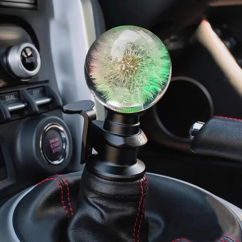 54mm Dandelion Crystal Ball Gear Shift Knob Clear Acrylic Universal