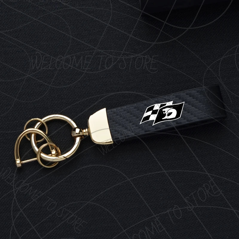 HSV Racing Logo Keychain PU Leather Carbon Fiber Zinc Alloy Keyring