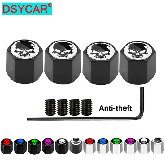 Skull Anti-Theft Tire Valve Stem Caps Locking Dustproof Valve Caps for Cars