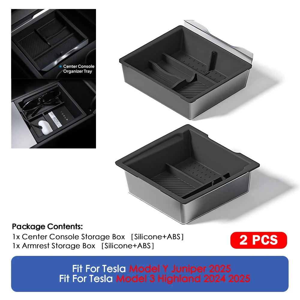 Center Console Organizer Tray for Tesla Model Y Juniper & Model 3 Highland 2024–25