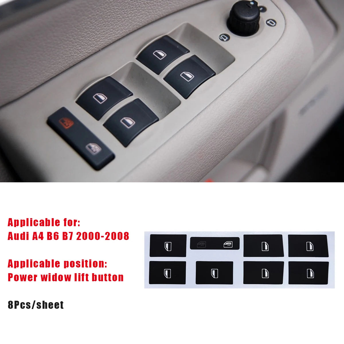 Button Repair Stickers Kit for Audi A4 B6 B7 (2000–2008)