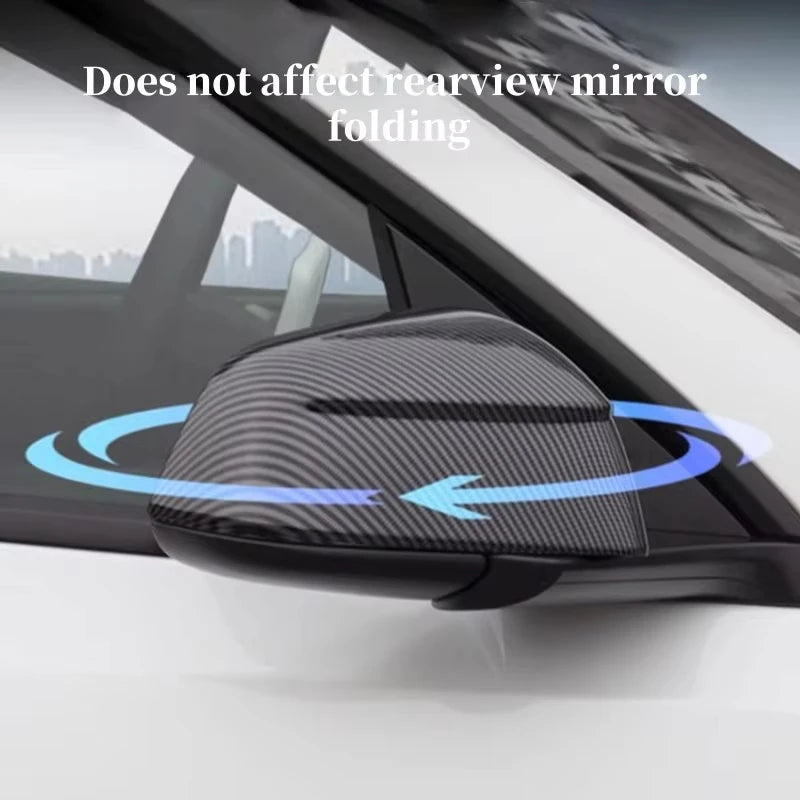 Side Mirror Covers ABS Black Carbon Print for Tesla Model Y Juniper 2025+