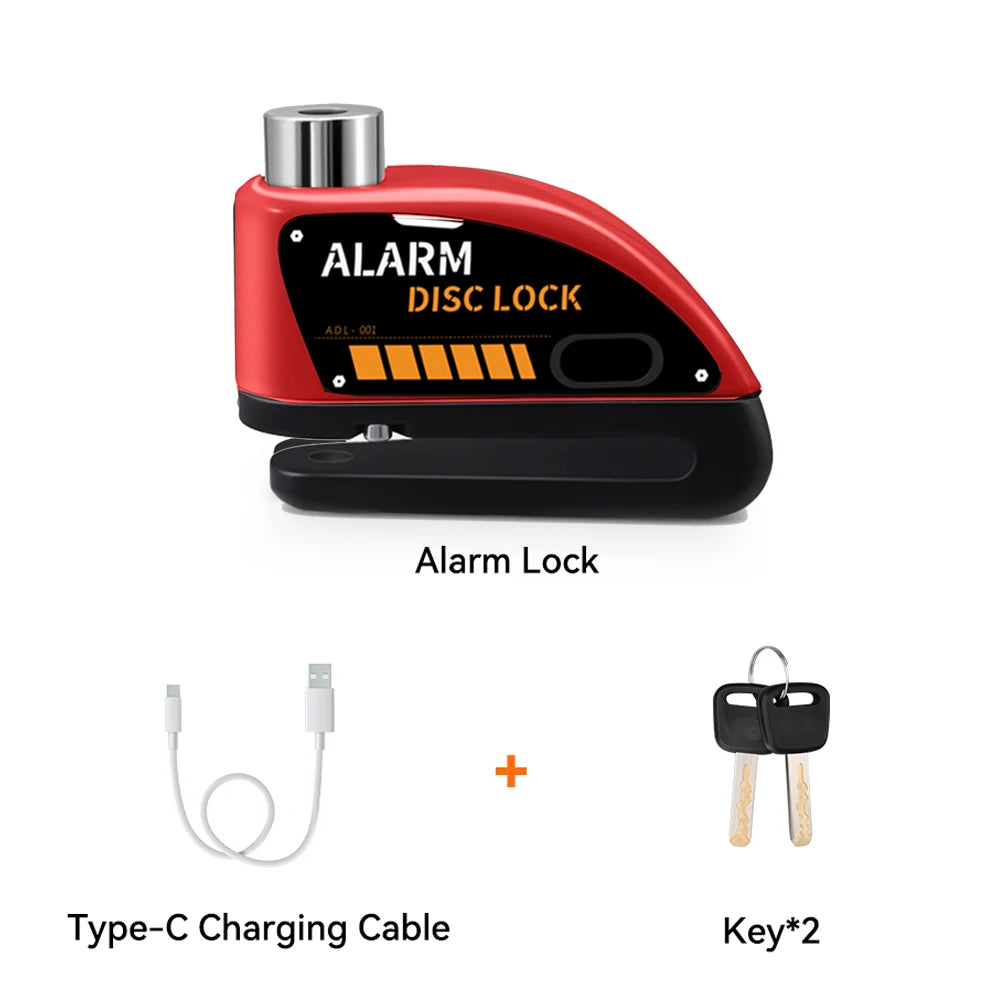 Motorcycle Alarm Disc Brake Lock 120dB Anti Theft Wheel Lock Scooter Bicycle