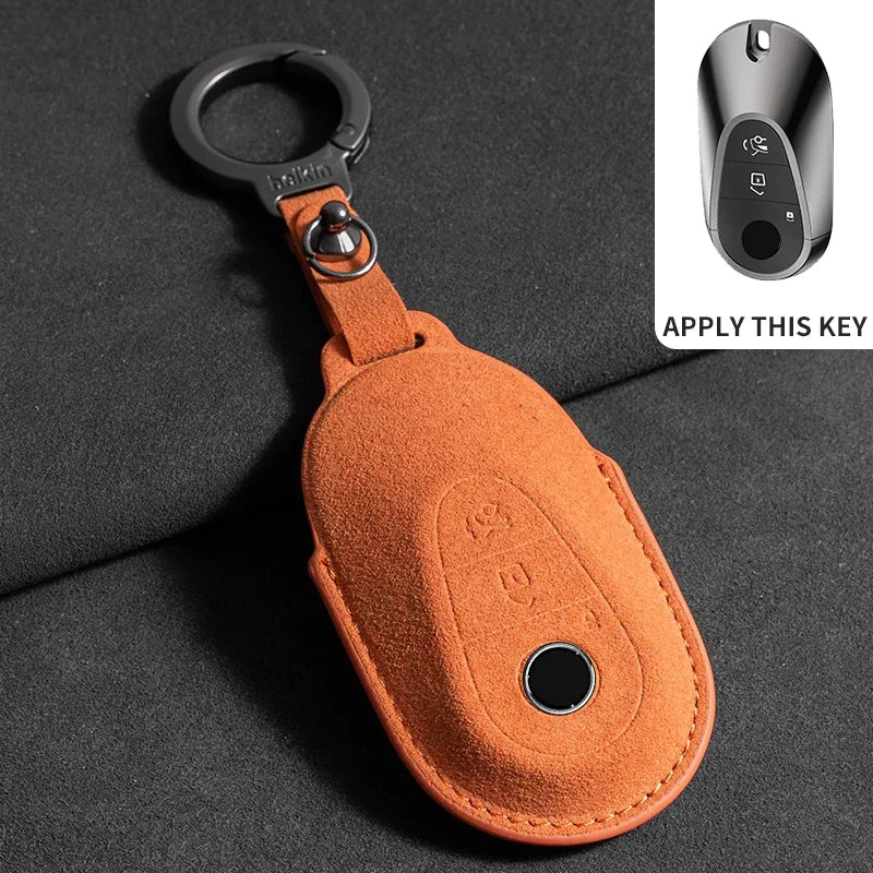 Suede Leather Smart Key Case Cover for Mercedes-Benz E-Class, C-Class 2018–2020