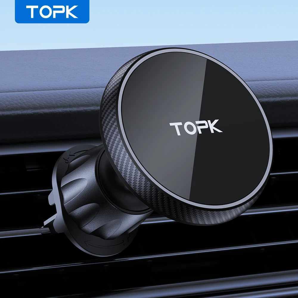 TOPK MagSafe Car Phone Holder Magnetic Mount Strong Magnet Metal Hook One Hand