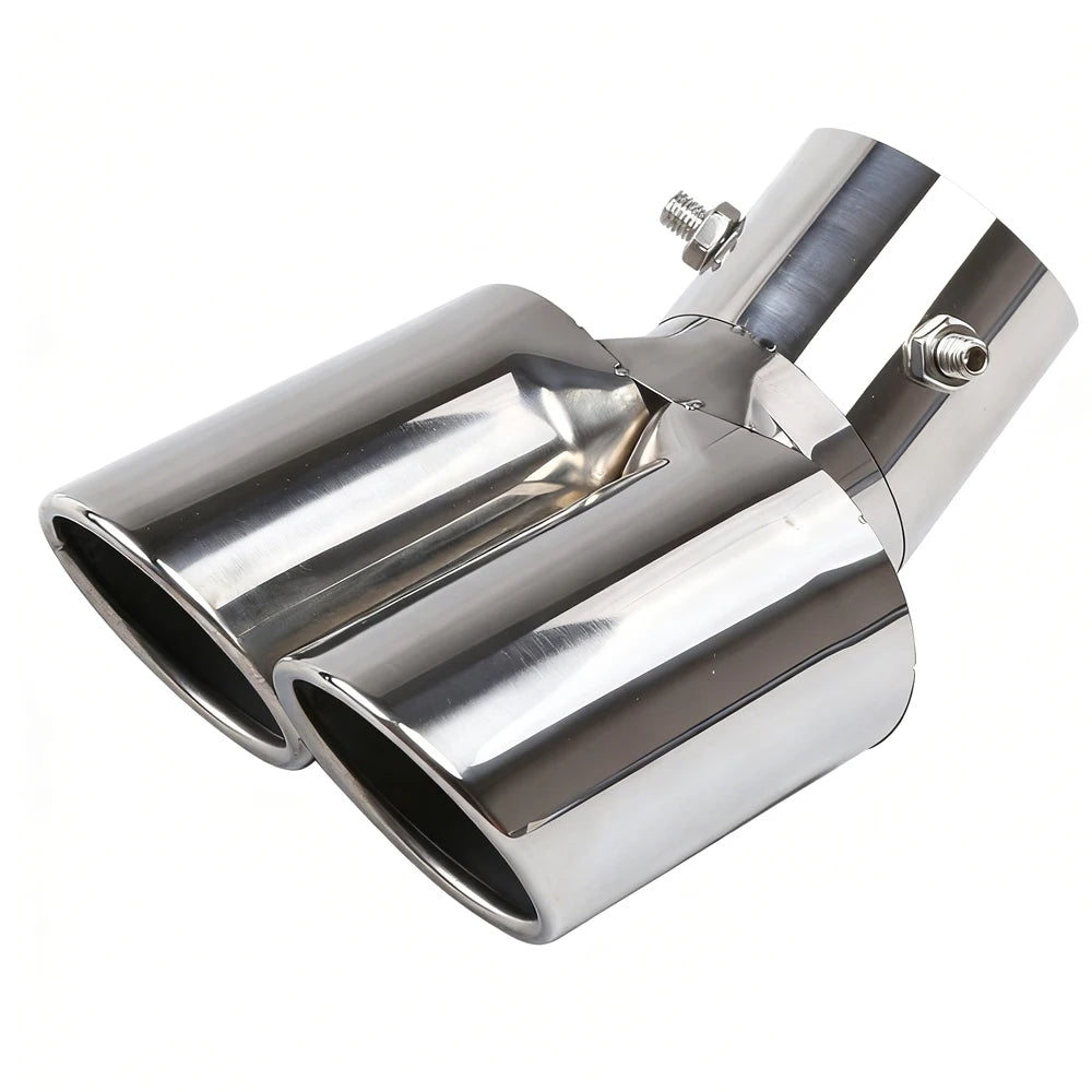 Universal Dual Slant Cut Stainless Steel Exhaust Tip 63mm Inlet 63 Outlet