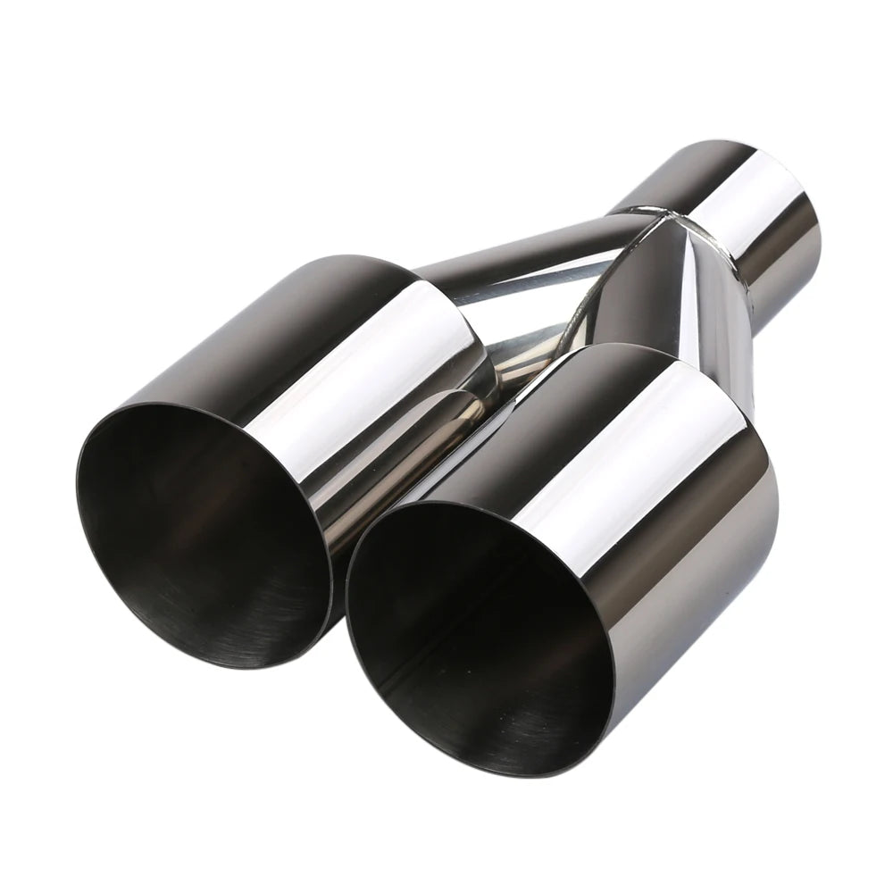 63mm Y Shape Dual Exhaust Tip Stainless Steel Double Outlet Muffler Pipe