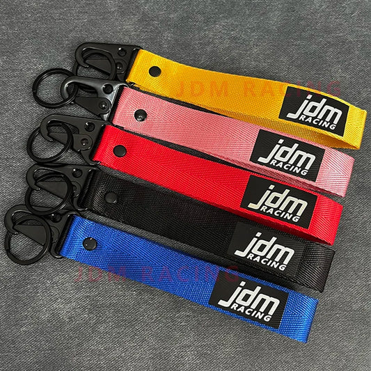 JDM Racing Keychain Key tag Nylon Strap in Blue Gold Pink Black Red Purple