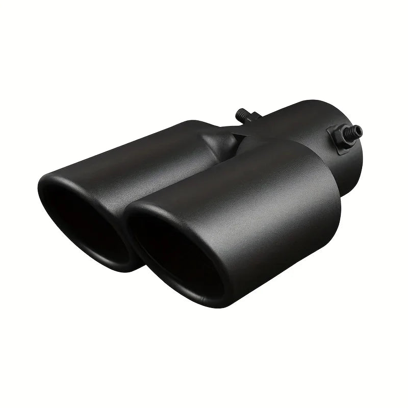 Black Stainless Steel Dual Outlet Slanted Exhaust Tip Universal Car Tailpipe
