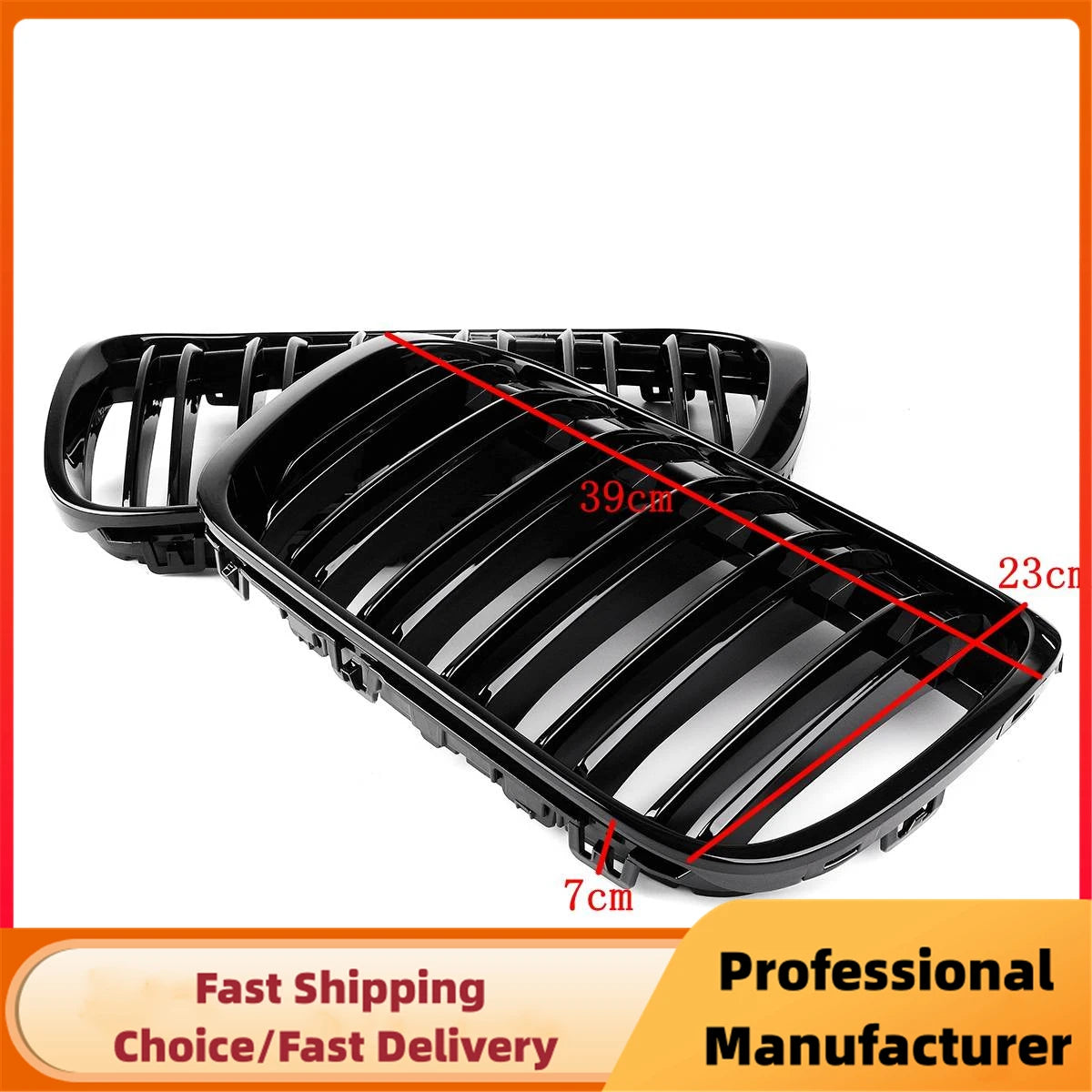 Gloss Black Double Slat M Style Kidney Grille for BMW X1 F48 F49 2016–2020
