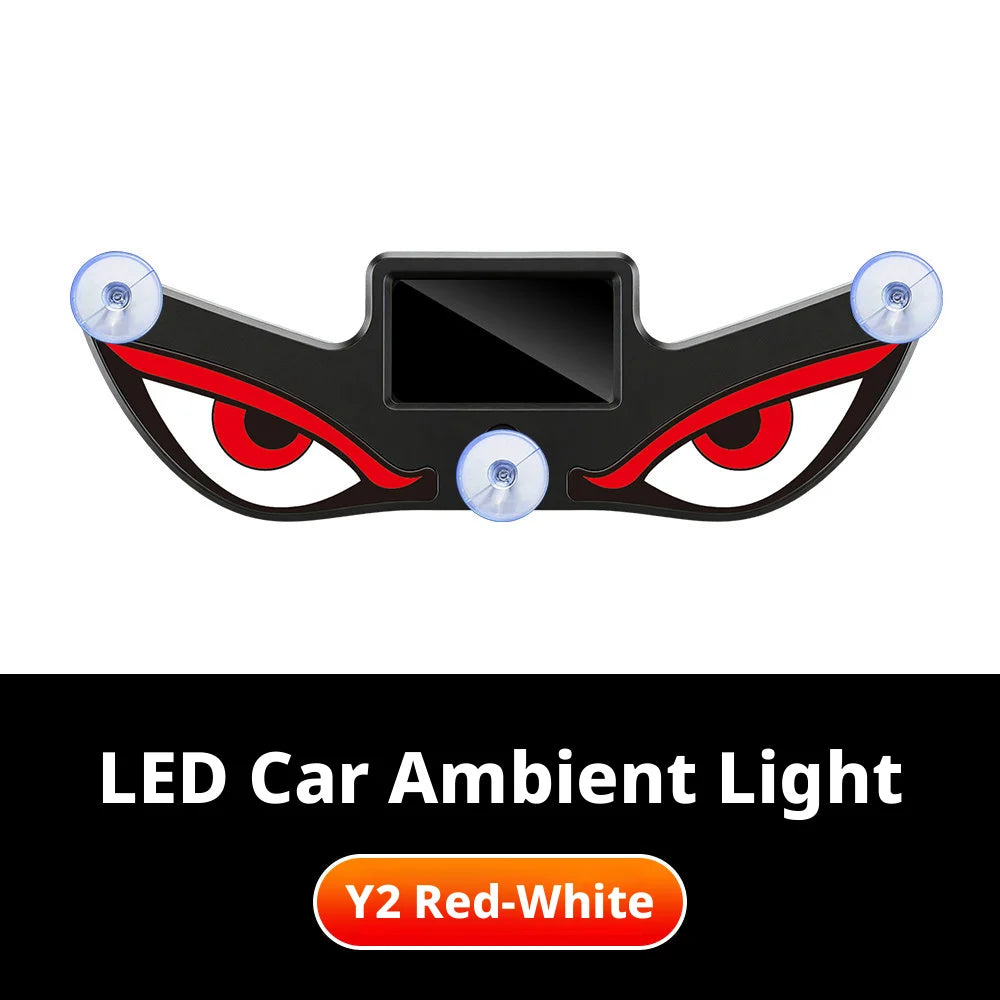 Solar Powered Car Red Yellow Eyes Neon Lamp Interior Decoration Window
